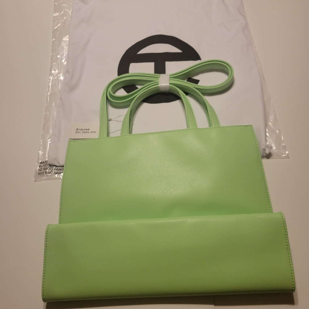 Medium Double Mint Shopping Bag- Green - Picture 7 of 16